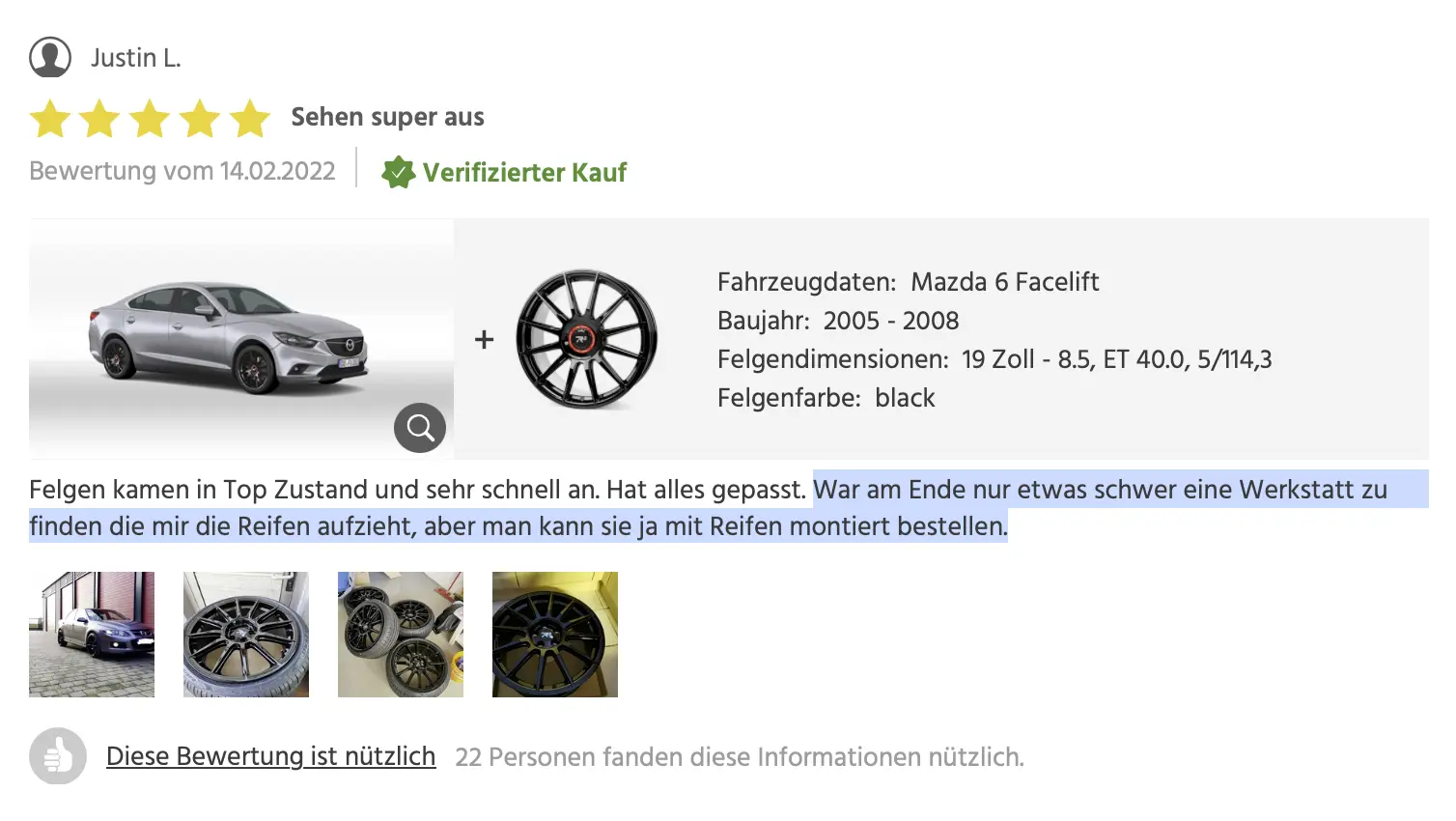 Avis client sur roues complètes